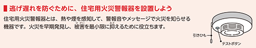 逃げ遅れを防ぐために、住宅用火災警報器を設置しよう