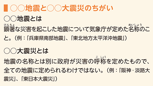 〇〇地震と〇〇大震災のちがい