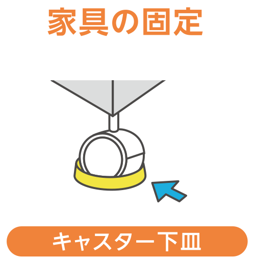 家具の固定_キャスター下皿