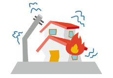 地震で揺れている家のイラスト