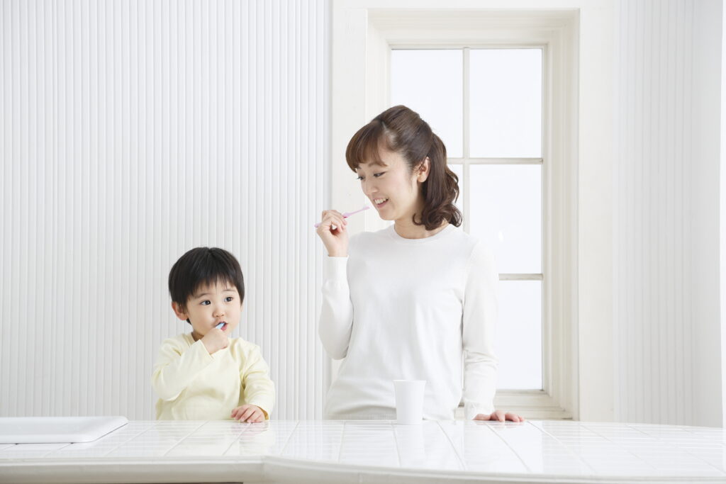 親子で歯磨き