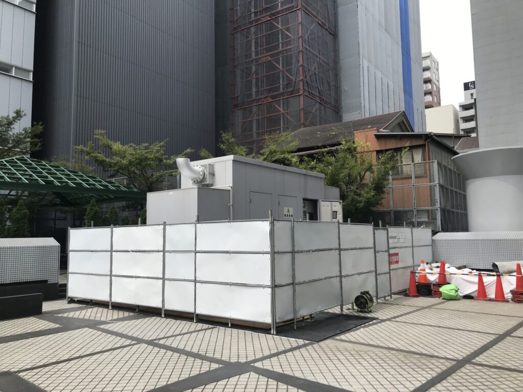 名古屋の某所に設置した大型非常用発電装置