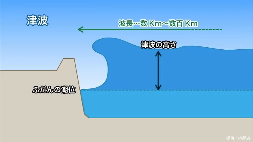 津波が陸に到達する速さ【提供：内閣府】
