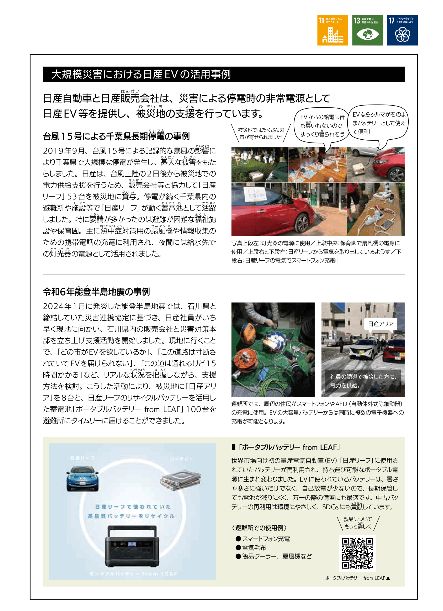 日産自動車株式会社　日産神奈川販売株式会社 電気自動車(EV)は「走る蓄電池」