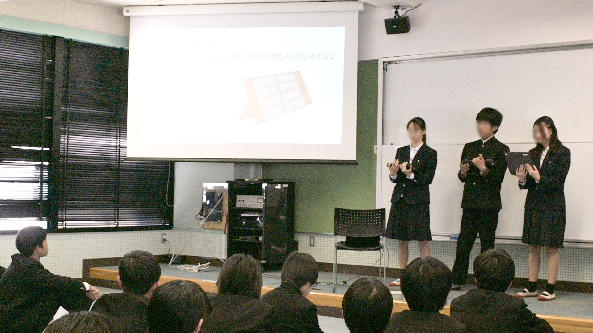 善行中学校防災授業の様子