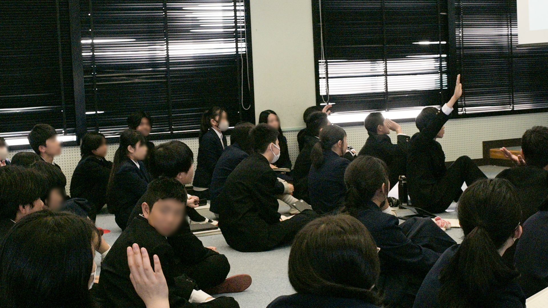 善行中学校防災授業の様子